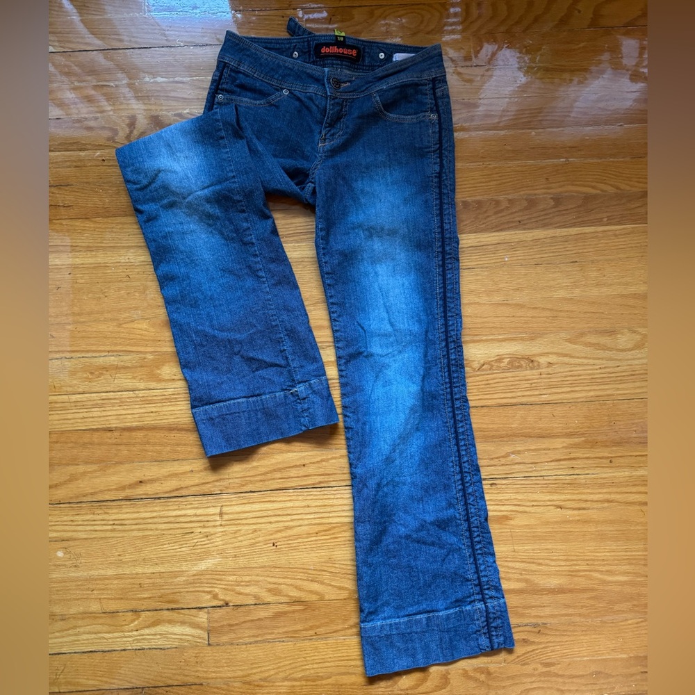 Dollhouse 90s Y2K Blue Bootcut Jeans with Adjustable Waist Size 8 - Picture 2 of 7